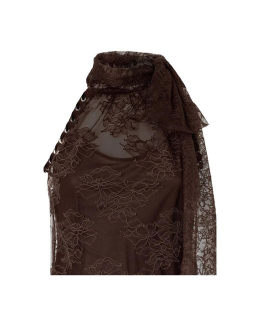 Pinko Brown Sleeveless Tops