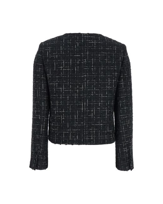 Tweed Jackets Plain de color Black