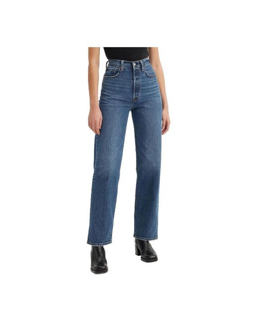 Levi's Jeans ,Blauw ,Katoen Ribcage Straight Ankle Jeans in het Blue
