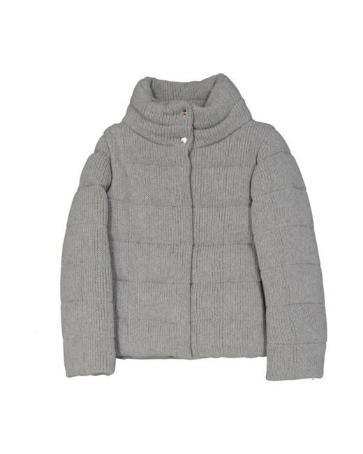 Herno Jassen ,Grijs ,Wol Gewatteerd Gebreid Bomberjack in het Gray