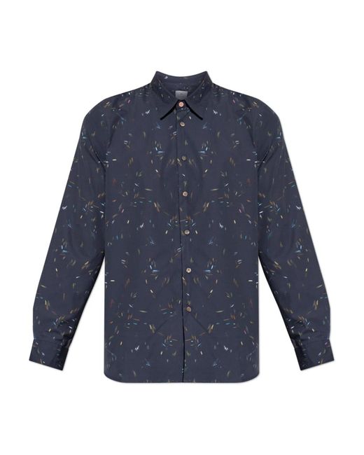 Paul Smith Printed Cotton Shirt in het Blue voor heren