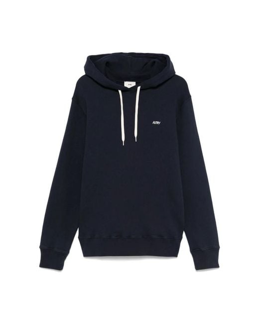Autry Hoodies & Sweatvesten ,Blauw ,Katoen Blauwe Hoodie Met Geborduurd Logo in het Blue voor heren