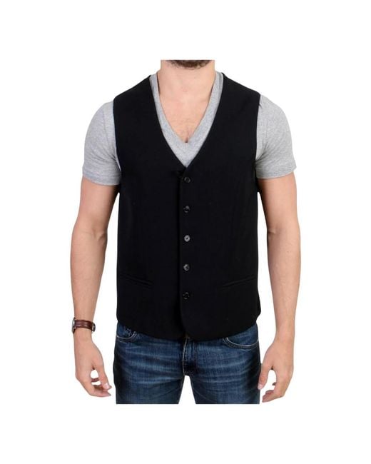 CoSTUME NATIONAL Elegante Schwarze Wollmischung Casual Weste in Black für Herren