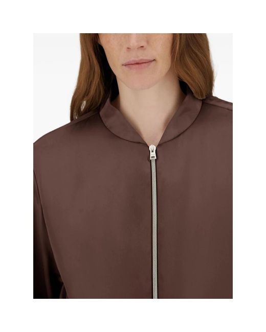 Herno Jassen ,Bruin ,Polyester Zip Up Satin Jacket in het Brown