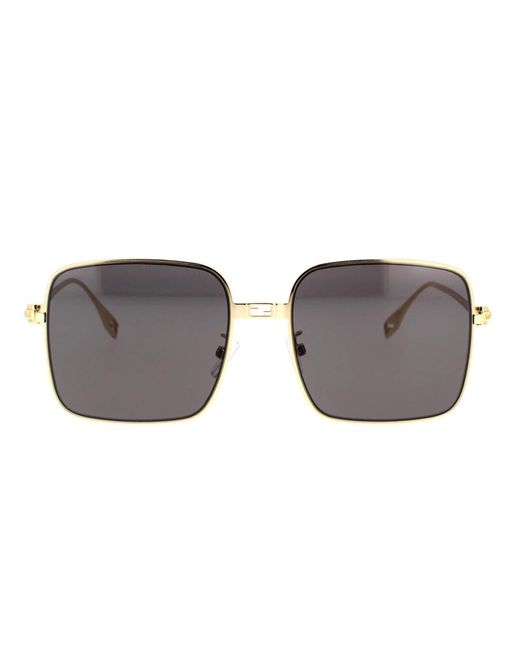 Fendi Gray Quadratische glamour sonnenbrille mit dunkelgrauer linse
