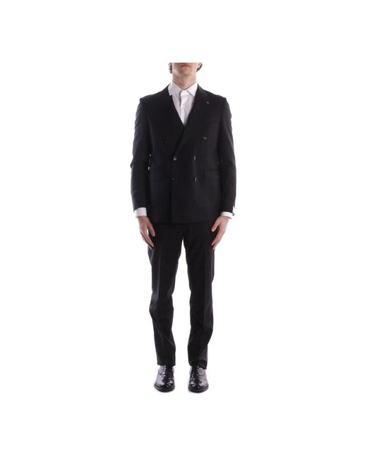Tagliatore Kostuums ,Zwart ,Katoen Double-Breasted Suit in het Black voor heren