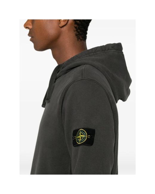 Stone Island Black Hoodies for men