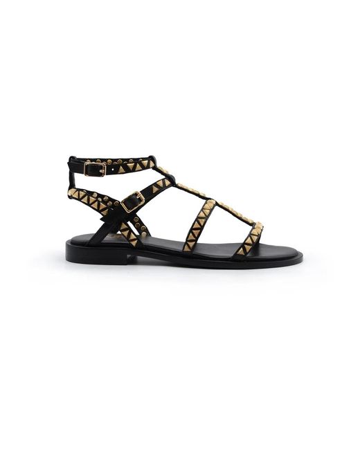 Ash Black Flat Sandals