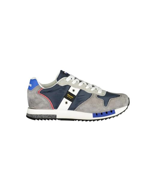 Blauer Brauner Leder Herren Sneaker in Blue für Herren