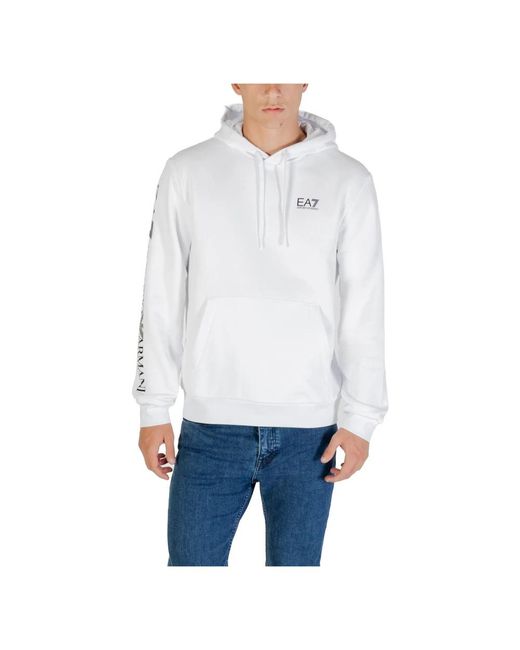 EA7 Hoodies & Sweatvesten ,Wit ,Katoen Hoodie Met Ea7 Design in het White voor heren