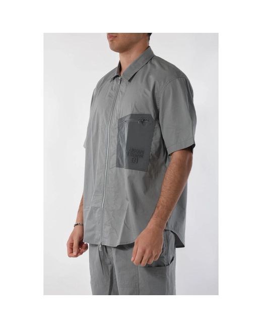 Armani Exchange Baumwollhemd mit reißverschluss in Gray für Herren