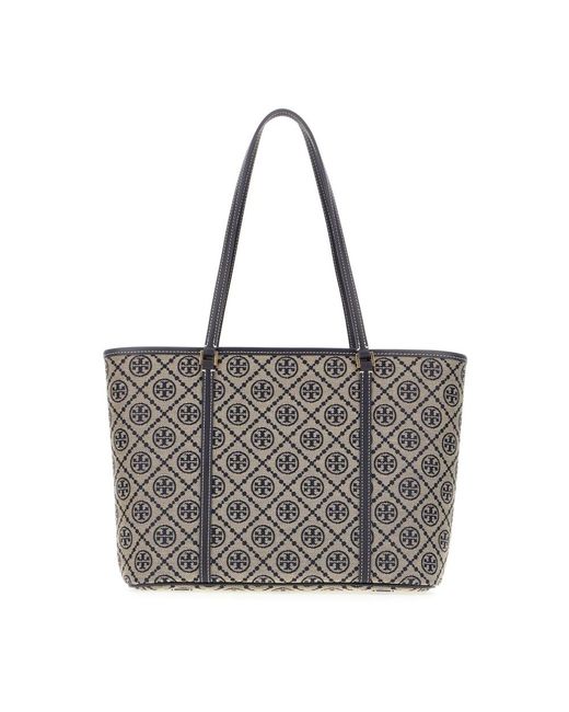 トートバッグ TORY BURCH Woman Tote bags Grey Tas TORY BURCH GEO MONOGRAM GREY TOTE BAG 100% ORIGINAL