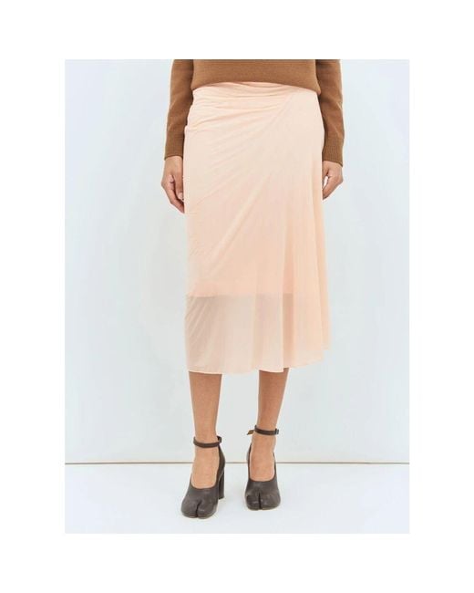Dries Van Noten Natural Hohe taille drapierte rock stretchgewebe