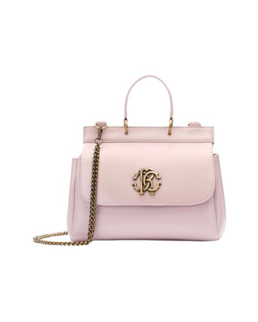 Roberto Cavalli Pink Monogramm handtasche, stilvoll und chic