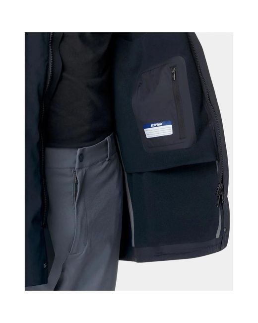 K-Way Jassen ,Blauw ,Nylon Blauwe Parka Jas Driekwart Lengte in het Blue voor heren