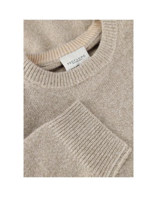 Profuomo Grüner Strickpullover Crew Neck in Gray für Herren