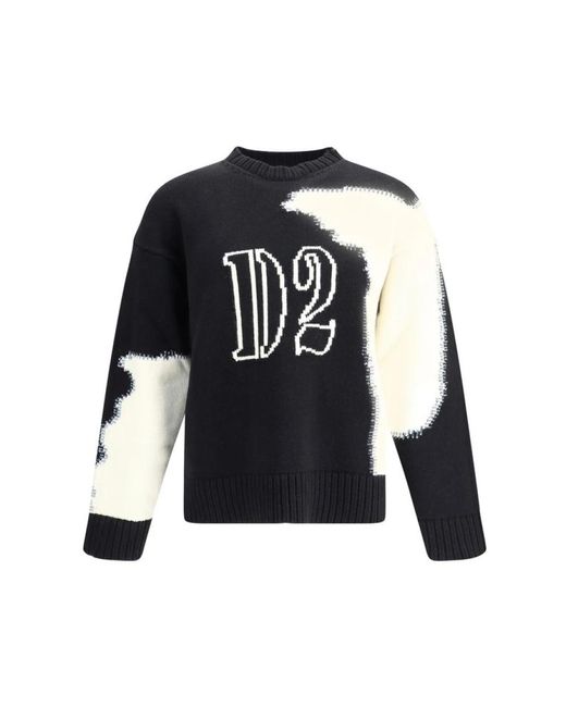 Round-Neck Knitwear DSquared² de hombre de color Black