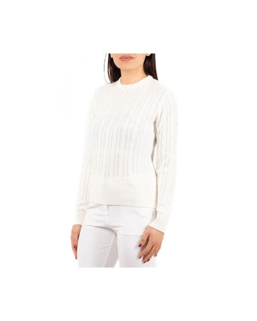Mc2 Saint Barth White Round-Neck Knitwear