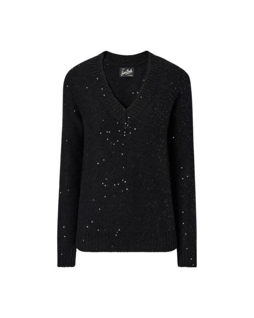 Mc2 Saint Barth Black V-Neck Knitwear