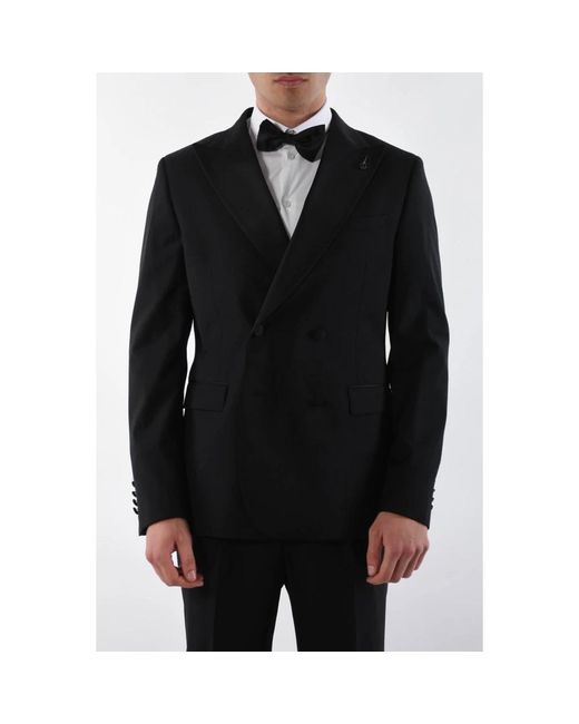 Double Breasted Suits Paoloni de hombre de color Black