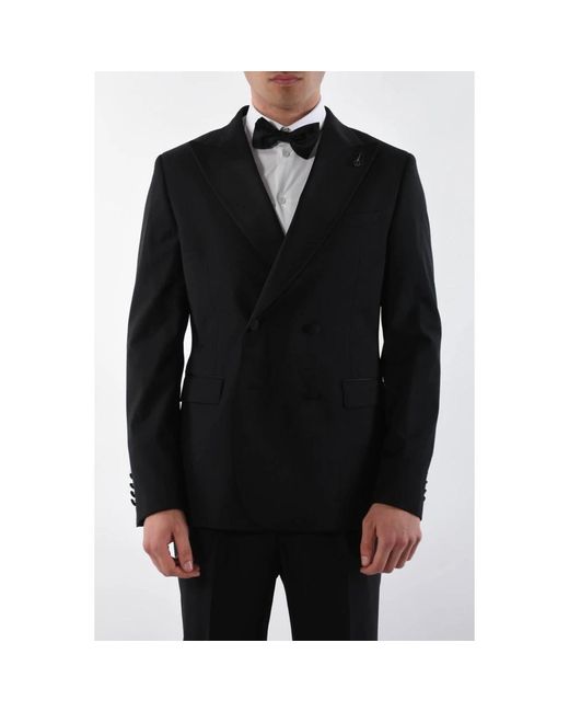 Paoloni Kostuums ,Zwart ,Wol Single Breasted Suits in het Black voor heren