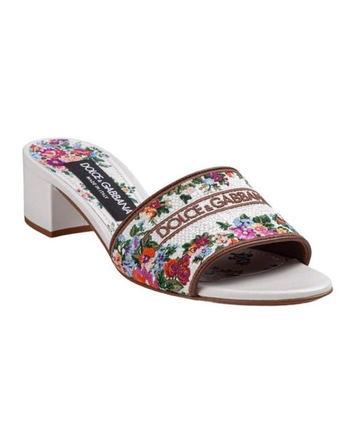 Dolce & Gabbana White Heeled Mules