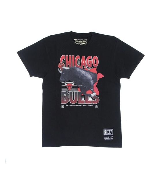 Mitchell & Ness Tops ,Zwart ,Katoen Chicago Bulls Tee Hardwood Classics Zwart in het Black voor heren