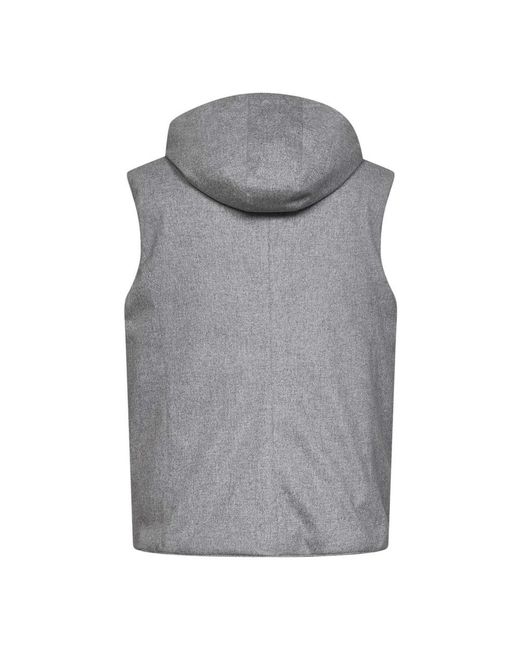 Brunello Cucinelli Bonded Wool Flannel Down Vest in het Gray voor heren