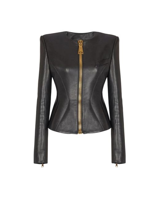 Balmain Leather Jackets in het Black
