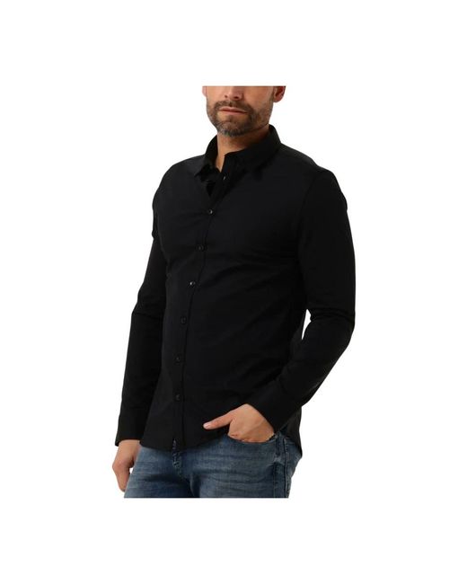 Pure Path Overhemden ,Zwart ,Katoen Jersey Basis Shirt in het Black voor heren