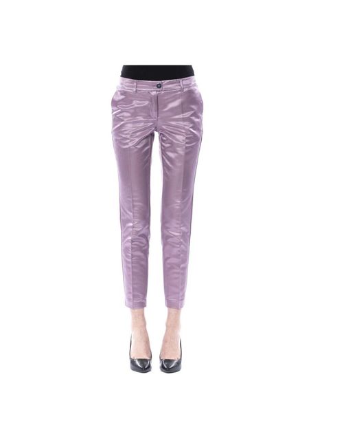 Byblos Broeken ,Paars ,Stijlvolle Broek Met Aangepaste Knoop in het Purple