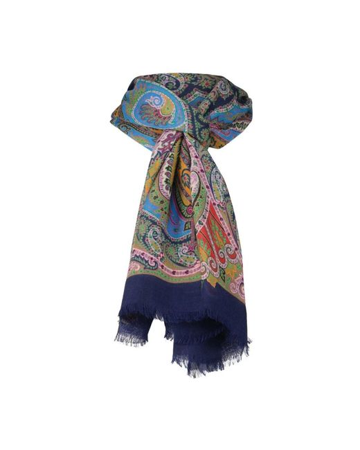 Sciarpa paisley in cashmere di Etro in Blue