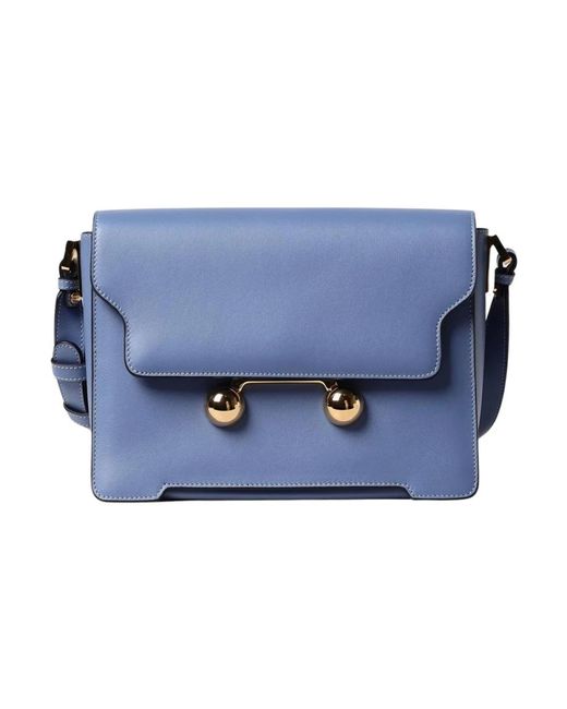 Marni Blue Leder-Schultertasche Mit Einzigartigen Details