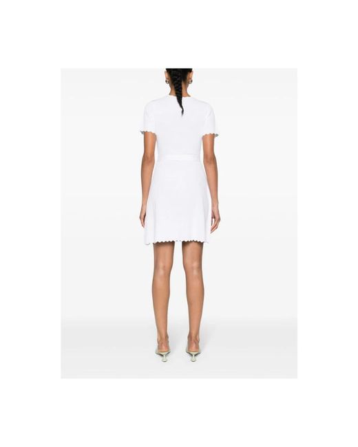 Emporio Armani White Weiße 3d-strick a-linie kleid