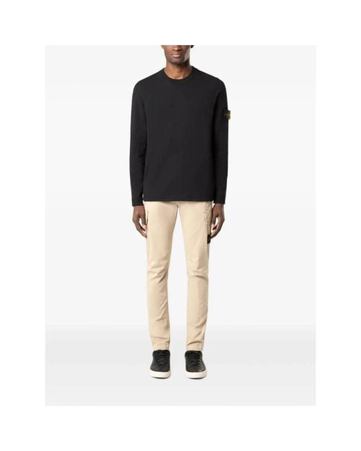 Stone Island Black Round-Neck Knitwear for men