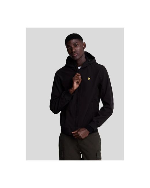 Lyle & Scott Fleece Back Softshell Jacket in het Black voor heren