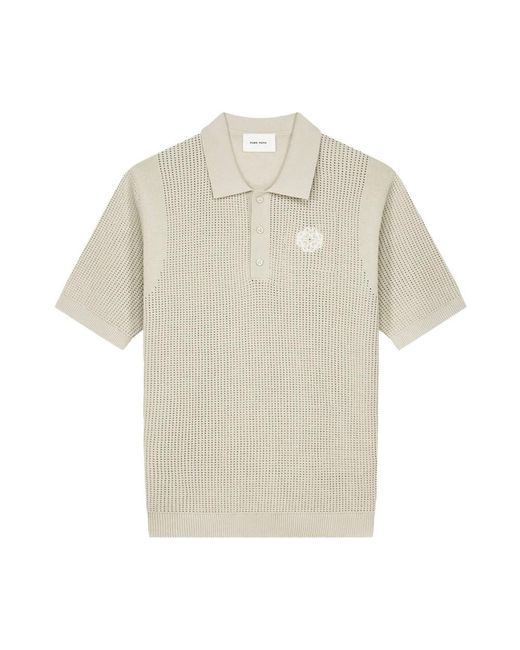 Pure Path Openwork Knitted Polo in het Natural voor heren
