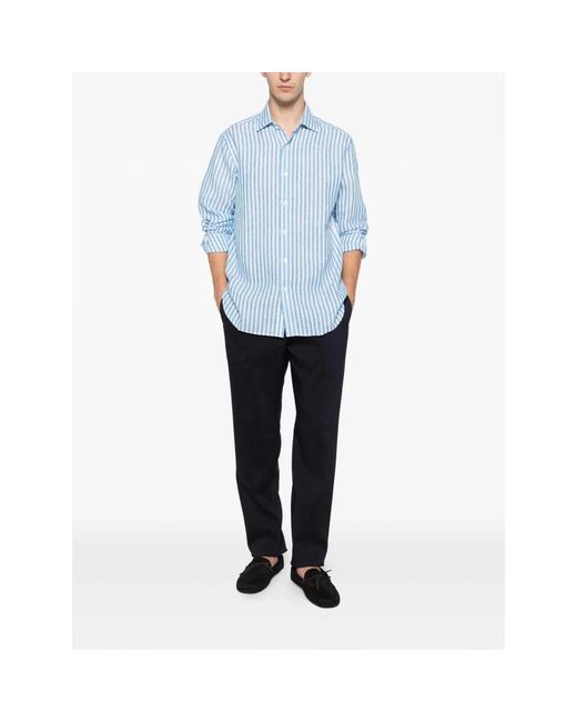 120% Lino Blue Casual Shirts for men