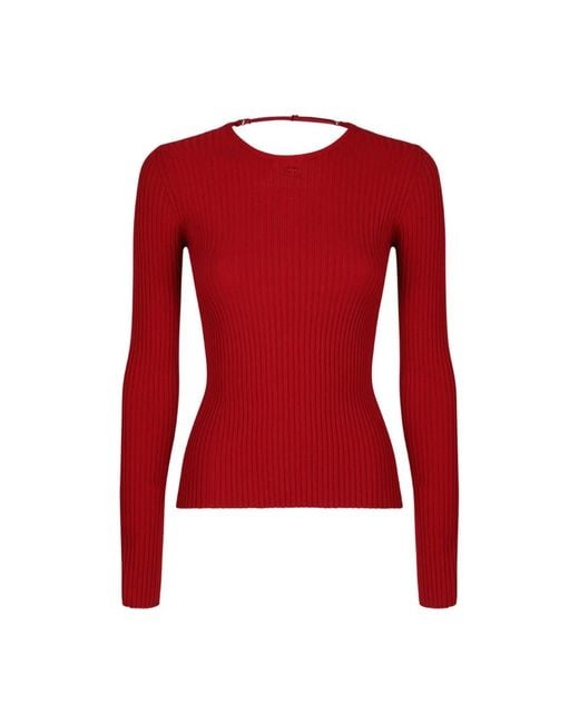 Courreges Red Round-Neck Knitwear