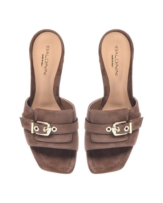 Baldinini Brown Heeled Mules
