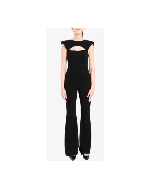 Aniye By Jumpsuits & Playsuits ,Zwart ,Zwarte Flared Jumpsuit Met Schoudervullingen in het Black