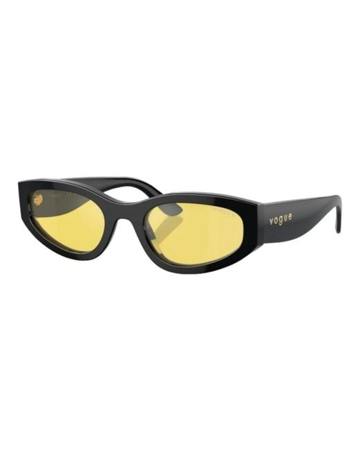 Vogue Black Geometrische unregelmäßige sonnenbrille mit gelben gläsern