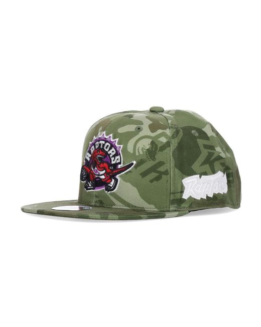 Mitchell & Ness Accessoires ,Groen ,Polyester Nba Tonal Camo Stretch Cap in het Green voor heren