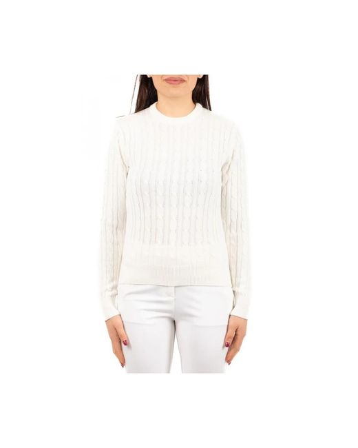 Mc2 Saint Barth White Round-Neck Knitwear