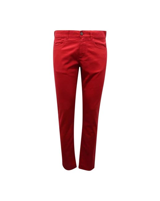 Canali Broeken ,Rood ,Slim Fit Italiaanse Broek in het Red voor heren