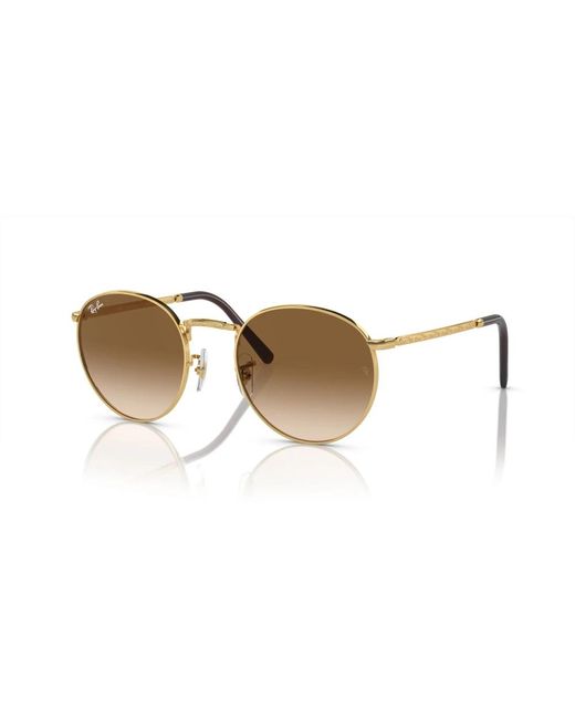 Ray-Ban Gouden Ronde Zonnebril Lichtbruin Getint in het Yellow