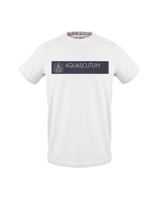 Aquascutum Baumwoll logo t-shirt kurze ärmel in White für Herren