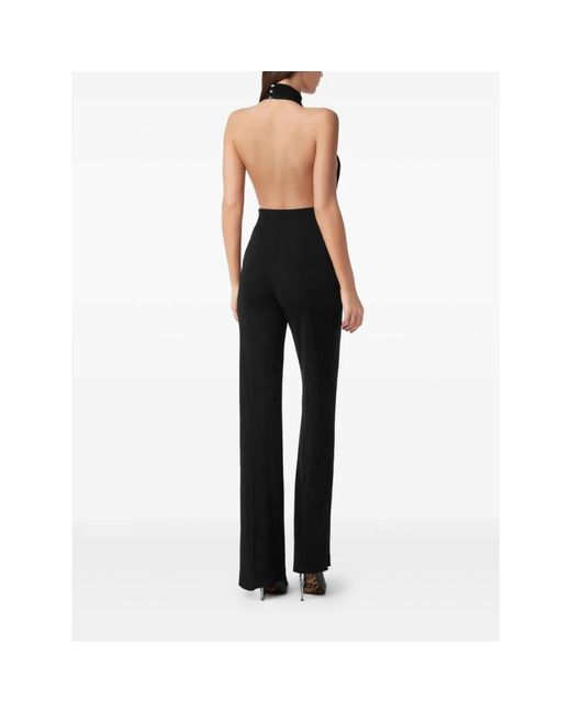 Philipp Plein Halter Neck Backless Jumpsuit in het Black