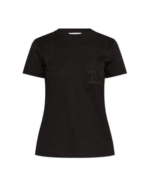 Max Mara Tops ,Zwart ,Katoen Papaia T-Shirt in het Black
