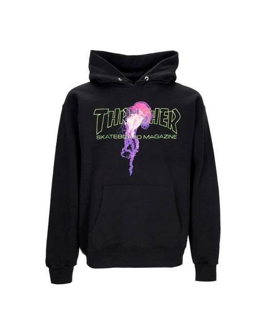 Thrasher Hoodies & Sweatvesten ,Zwart ,Katoen Zwarte Atlantic Drift Hoodie Voor Mannen in het Blue voor heren